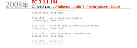 
2003ǯ:EC 3.2.1.164
Official nameGalactan endo-1,6-beta-galactosidase
	