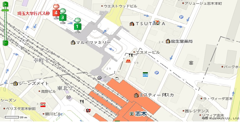 志木駅バス停案内図